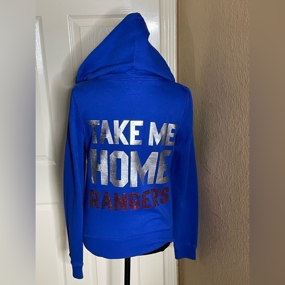 Texas Rangers PINK by Victoria's Secret Women's Full-Zip Jacket Hoodie Medium  - Picture 7 of 14